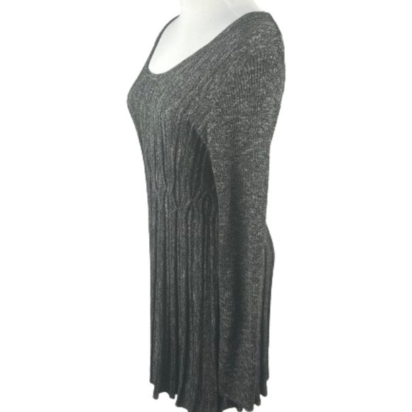 Max Studio Sweater Women Large Grey Pleated Scoop Neck Ribbed Tunic - Picture 2 of 11